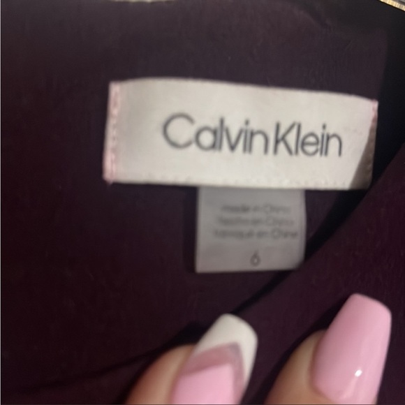 Calvin Klein Short Flutter Sleeve Exposed Zipper Sheath Dress plum purple - Picture 7 of 7